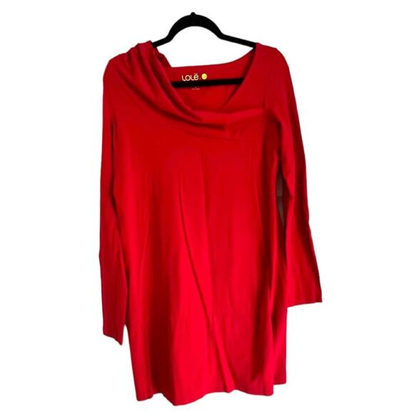 Lole Certified Organic Cotton Large Long Sleeve Stretch Workout Dress, Red - Picture 1 of 5